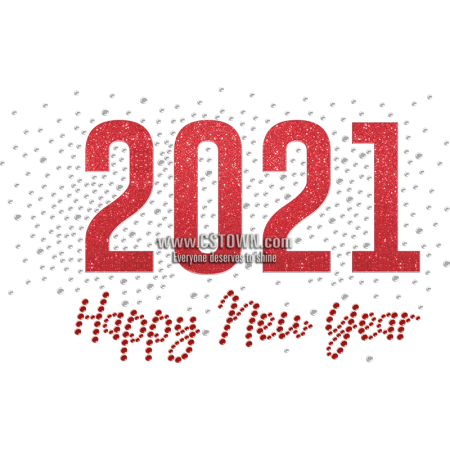 Happy New Year 2021 Glittering Rhinestone Iron On